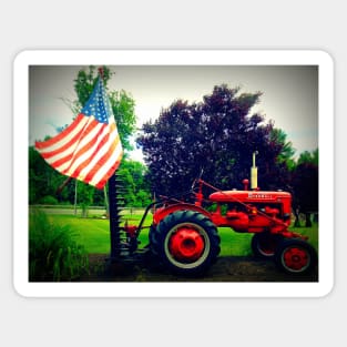 Farmall and Flag Sticker